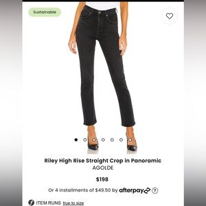 Agolde Riley High Rise Straight Crop in Black